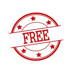 Free red stamp text on red circle on a white background and star