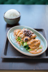 Stir fried peanut sauce. Thai foods.