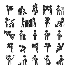 Set of businessman with chart , Human pictogram Icons