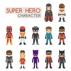 Set of super hero costume characters