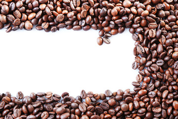 Coffee beans on white background background