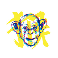 Monkey new year illustration with character means Monkey