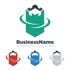 Castle Fortress logo icon Vector