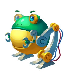 Illustration: Fantastic Theme - Jumpy Frog with Wires - Element Creation/Character Design - Realistic / Cartoon Style