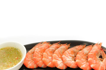 Shrimps with Seafood Sauce , Cooked, Boiled
