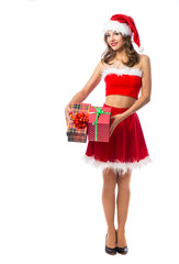 young woman in a Christmas costume