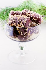 Christmas 
chocolate candy on a white background