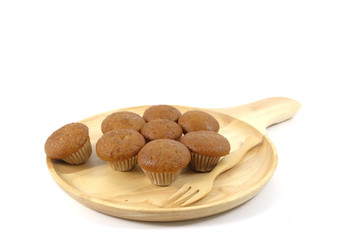 Banana cup cake on white background