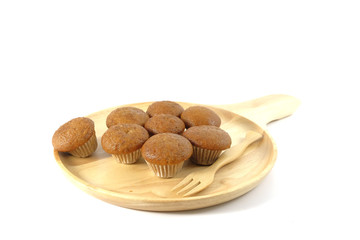 Banana cup cake on white background