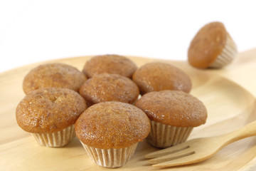 Banana cup cake on white background