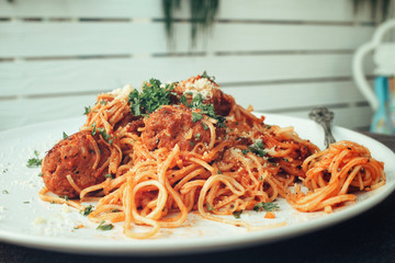 Spaghetti with meatballs