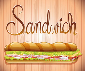 Foot long sandwich with ham and veggies