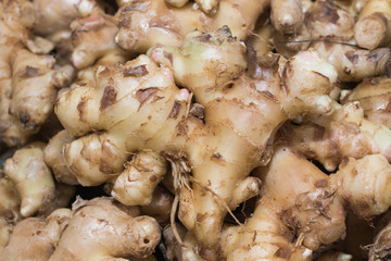 fresh ginger in the market
