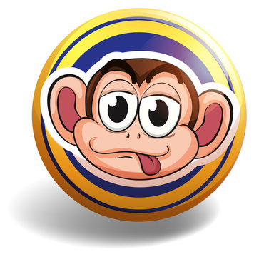 Monkey face on round badge