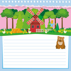 Paper design with bear and farm