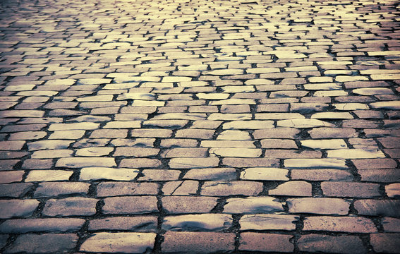 cobbled road as background