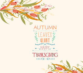 Fototapeta na wymiar Thanksgiving. Autumn leaves greeting cards