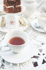 Carrot cake with hot tea