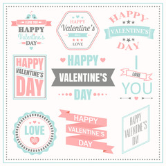 Valentines day set of labels, emblems and typography elements