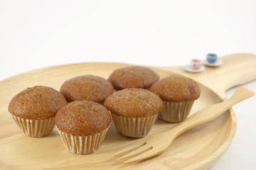 Banana cup cake on white background