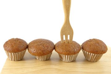 Banana cup cake on white background