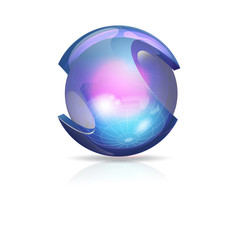 Icon business abstract round. Corporate, media, styles, technology Abstract vector logo template Globe glossy, bright, glass