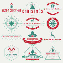 Merry Christmas and Happy New Year typographic background