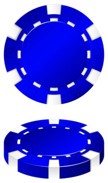 Blue casino chips front and side