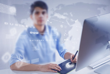 Graphic designer at work