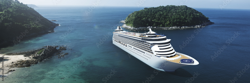 Canvas Prints 3d cruise ship vacation holiday summer illustration concept