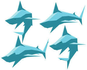 Naklejka premium Set of sharks