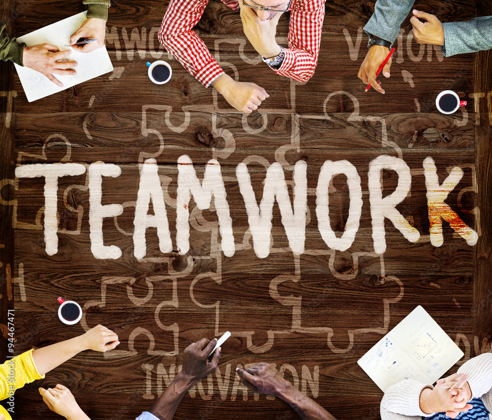 Poster teamwork team collaboration connection togetherness unity concep
