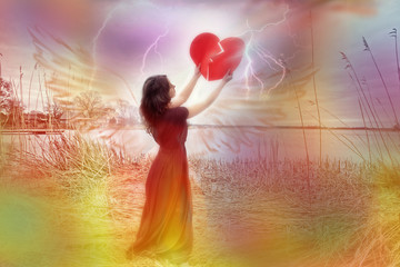 The sad woman with the broken heart