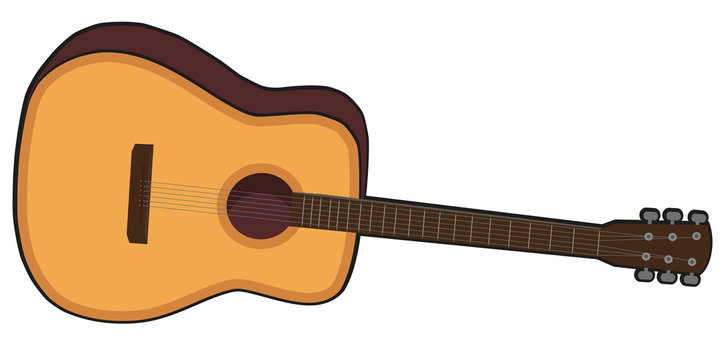 Vector Isolated Acustic Guitar on White Background