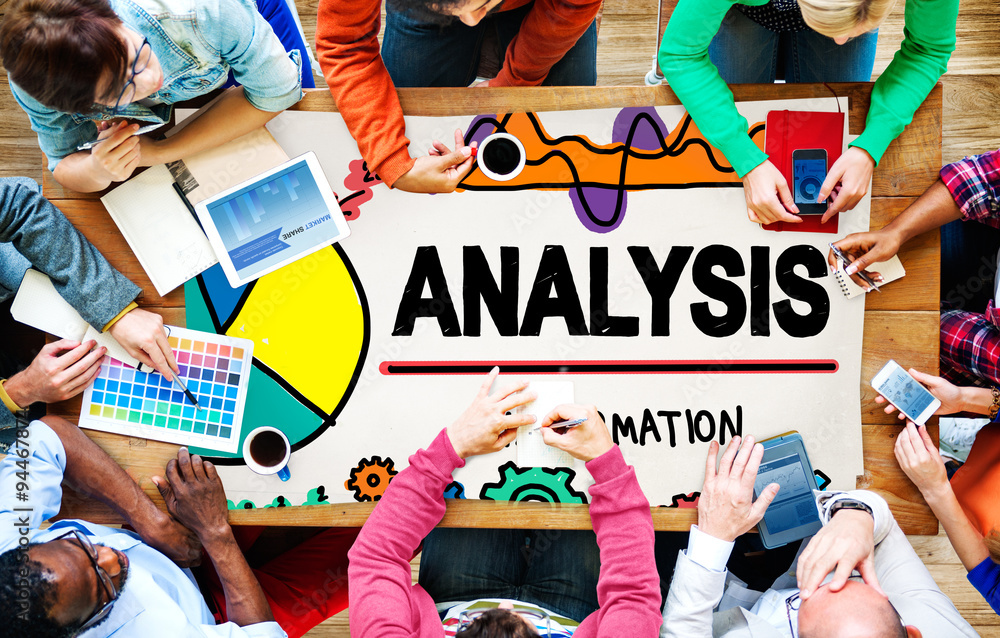 Poster analysis analytics analyze data information statistics concept