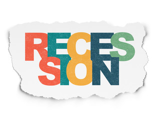 Business concept: Recession on Torn Paper background