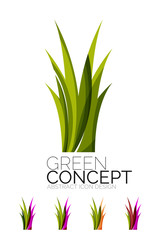 Set of abstract eco plant icons, business logotype nature green concepts, clean modern geometric design