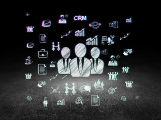 Finance concept: Business People in grunge dark room