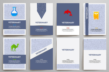 Corporate identity vector templates set with doodles veterinary theme
