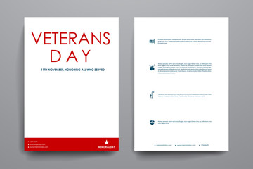 Set of brochure, poster design templates in veterans day style