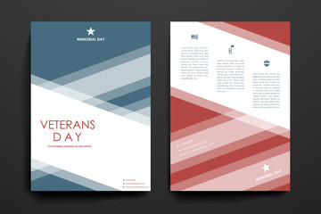 Set of brochure, poster design templates in veterans day style