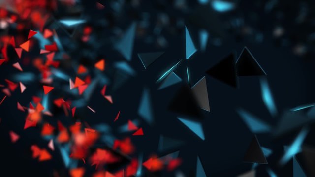 Digital Background Moving Flowing Triangles Blue and Orange
