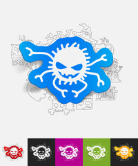 spider paper sticker with hand drawn elements