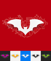 bat paper sticker with hand drawn elements