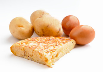 piece of homemade Spanish potato omelette
