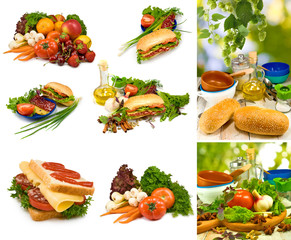 different vegetables and snacks