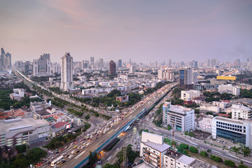 Fototapeta na wymiar Bangkok city business zone ,twilight lighting