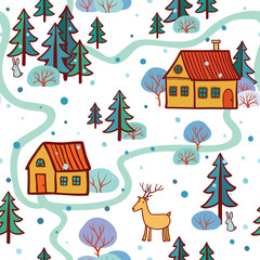 Christmas pattern with houses.
