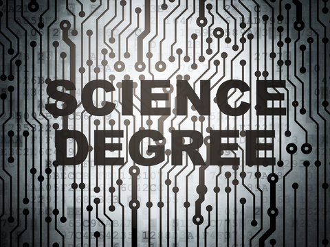 Science concept: circuit board with Science Degree