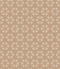 Vector Geometric seamless pattern beige triangles. Image of geometric seamless pattern consisting of beige triangles forming a three-dimensional cubes.
